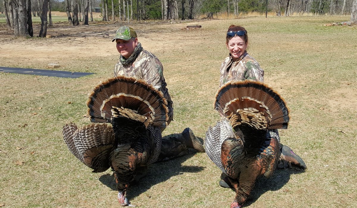 Charlie and Allison Ruby with their Pawnee Turkeys